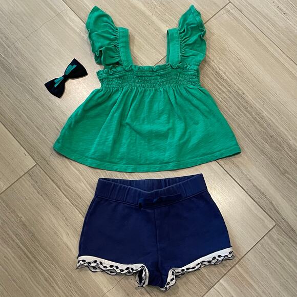 Janie and Jack Other - Crewcuts Janie and Jack Matching Set with Bow Eyelet Ruffle St Patty Green 5T